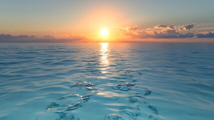 Obraz premium Tranquil Seascape with Sunset Reflections over Serene Ocean Waters