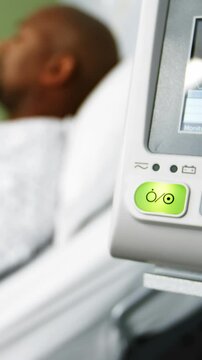 Close-up of heart rate monitor in icu