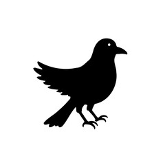 Black silhouette of a bird perched in a simple style