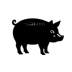 Simple stylized black silhouette of a pig animal