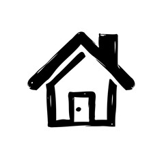 Simple Home Icon Hand Drawn with Bold Brushstrokes