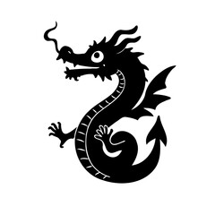 Stylized Black Dragon Silhouette Standing Upright