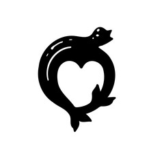 Heart Shaped Seal Silhouette Graphic Illustration