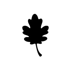 Oak Leaf Silhouette with Simple Design on White