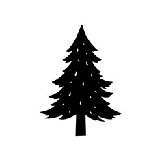 Fototapeta premium Simple silhouette of a Christmas tree icon vector