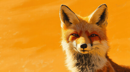 A striking oil painting of a playful red fox, its sharp gaze and sly smile capturing a sense of curiosity and adventure