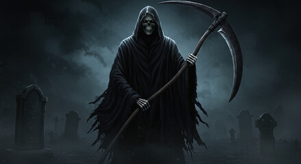 Obraz premium The Grim Reaper Dark and Mysterious Portrait of Death