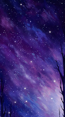 Digital purple night sky shooting stars abstract art design graphic poster background