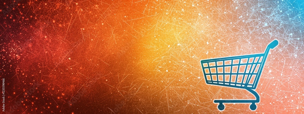 Poster shopping cart icon on colorful abstract background