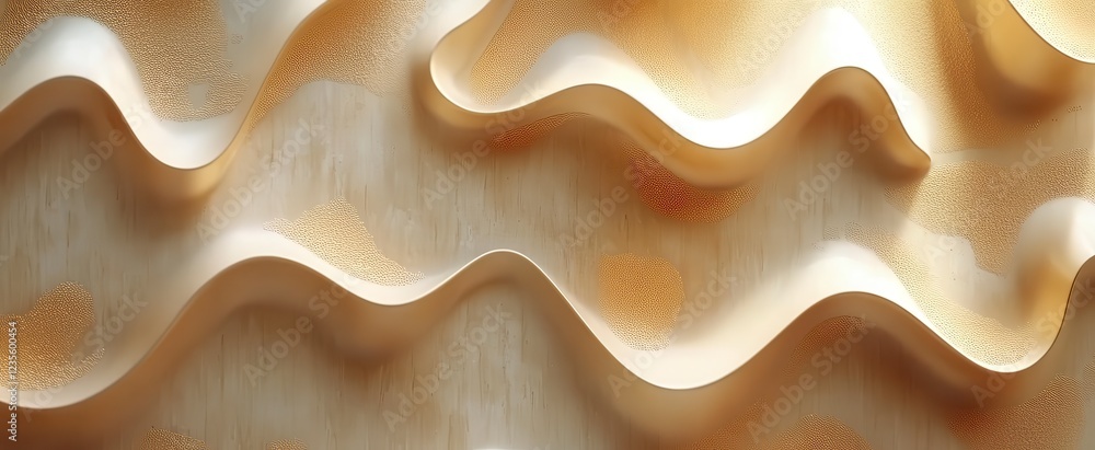 Poster abstract beige and gold textured background with undulating waves and dotted patterns. the image fea