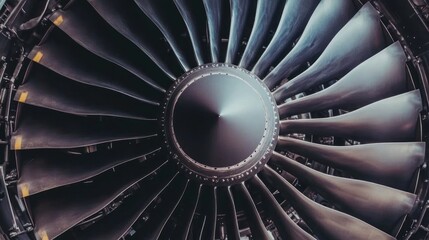 Close-up of a turbofan engine.