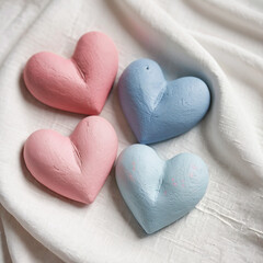 Obraz premium Charming handmade clay heart ornaments in pastel hues