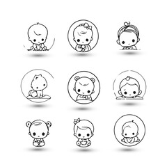 Set Lovely baby logo design concept creative abstract logo collection 