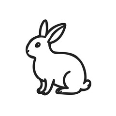 Simple Line Art Drawing of a Cute Sitting Rabbit