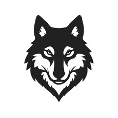 Minimalist Wolf Head Graphic Icon Black and White