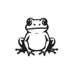 Black frog drawing with bold lines on white background