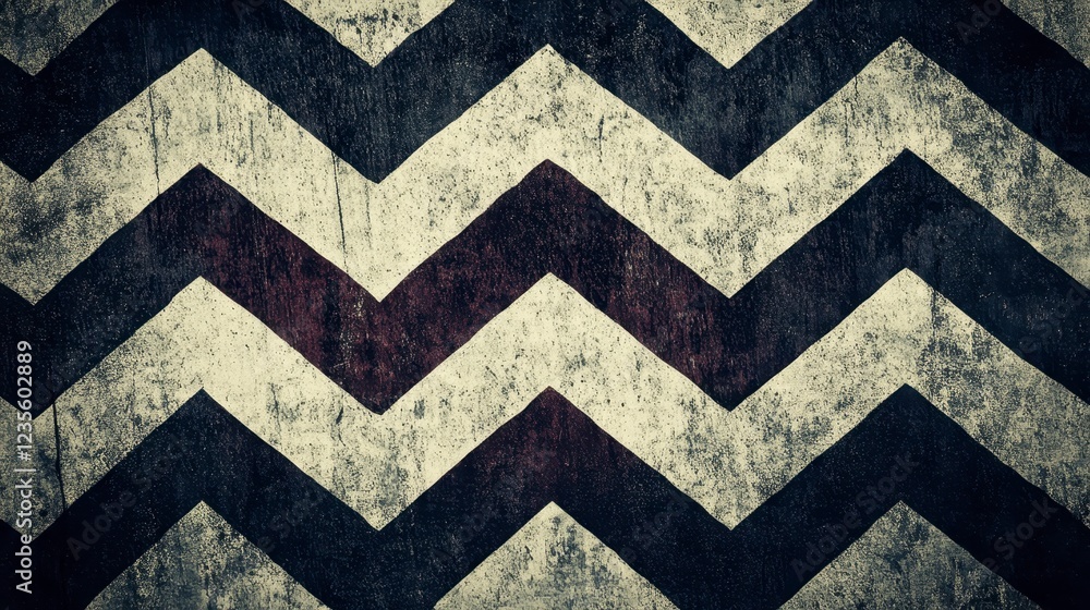 Poster abstract chevron pattern in vintage tones. dark and light zigzags on a textured background with subt