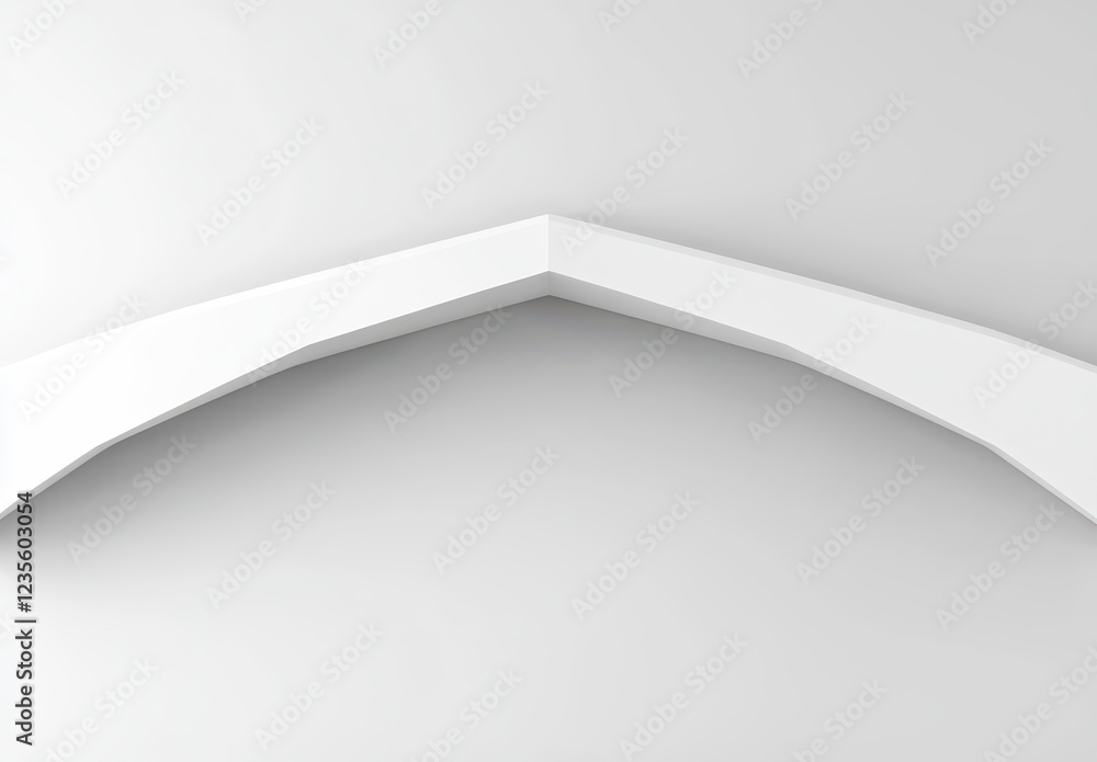 Aufkleber abstract 3d render of a white, curved, angular shape against a bright white background. the form res