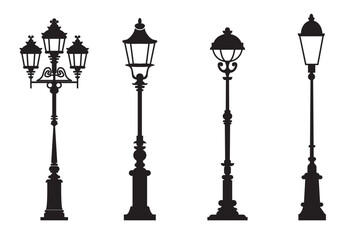 Ornate Street Lamp Silhouettes vector