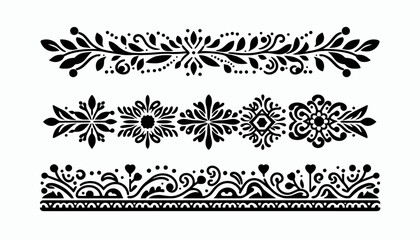 Obraz premium Black floral decorative borders with intricate designs and patterns.
