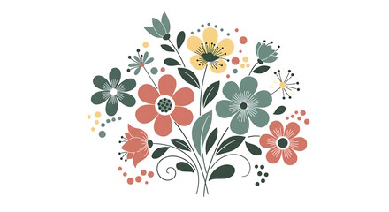 "Retro floral graphics with vintage color tones, stylish vector art"