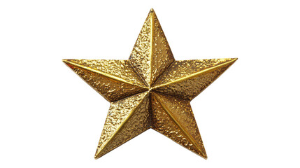 Fototapeta premium Golden metal star decoration with transparent PNG background