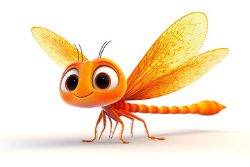 dragonfly on a white background, dragonfly on a blank white background, a dragonfly, dragonfly, cute dragonfly, white background, Copy Space For Add Text 3D Rendering, 3D, Vector, AI Generative