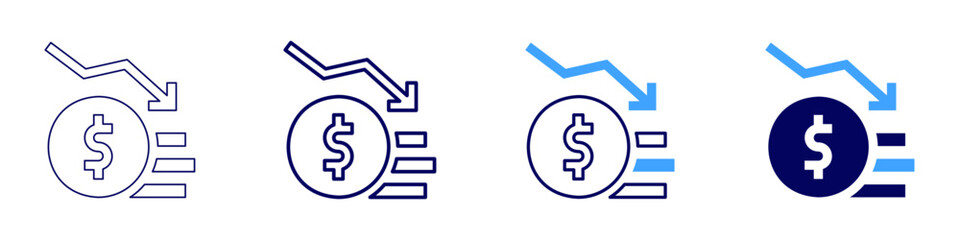 Bankruptcy icon in 4 different styles. Thin Line, Line, Bold, and Bold Line. Duotone style. Editable stroke