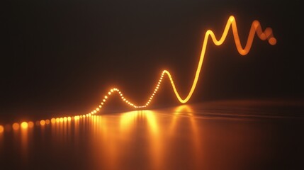 Abstract glowing graph with rising trend line symbolizing business growth and data-driven success.