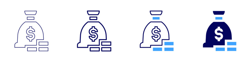 Money budgets icon in 4 different styles. Thin Line, Line, Bold, and Bold Line. Duotone style. Editable stroke