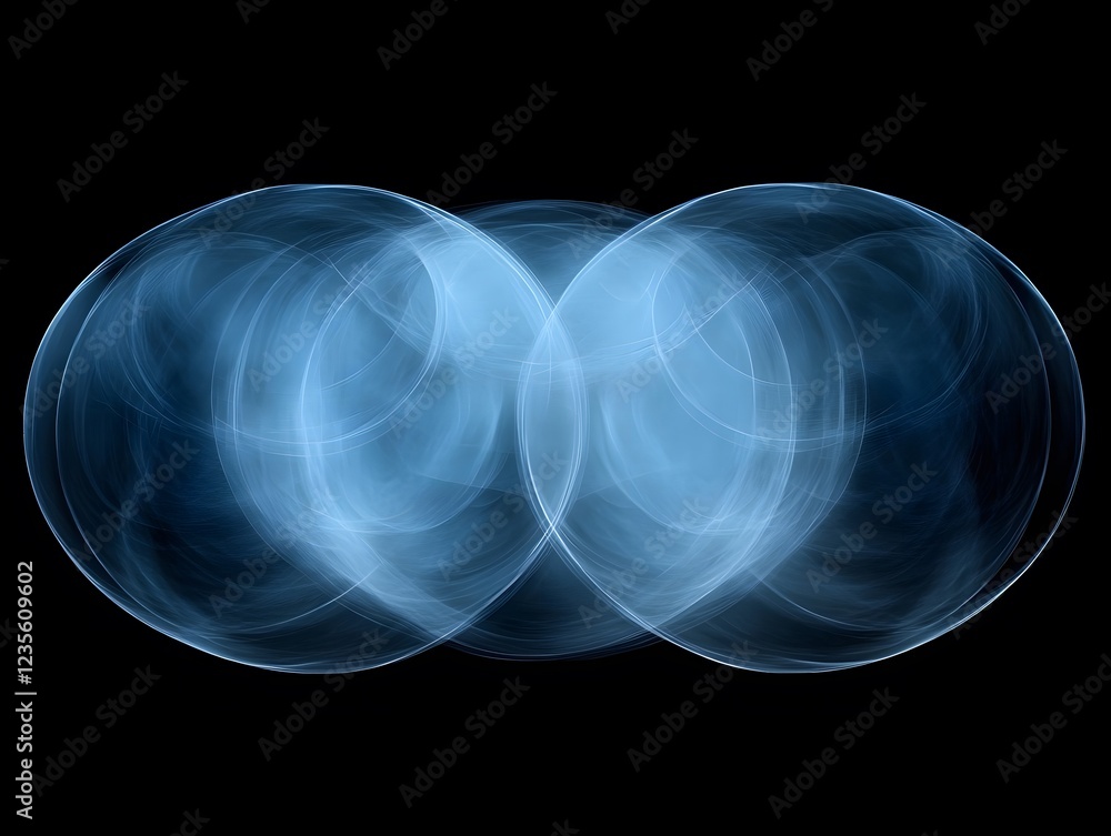 Aufkleber abstract intertwined circles: two ethereal, blue, swirling circles intersect and merge in a mesmeriz