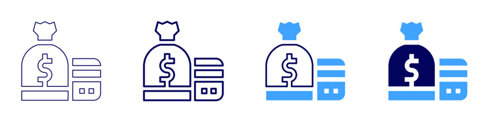 Money comparisons icon in 4 different styles. Thin Line, Line, Bold, and Bold Line. Duotone style. Editable stroke