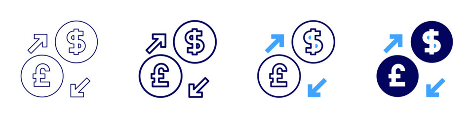 Money cycle icon in 4 different styles. Thin Line, Line, Bold, and Bold Line. Duotone style. Editable stroke
