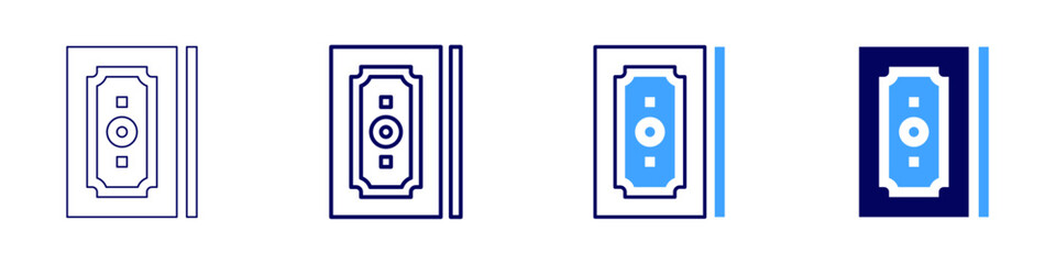 Money deductions icon in 4 different styles. Thin Line, Line, Bold, and Bold Line. Duotone style. Editable stroke