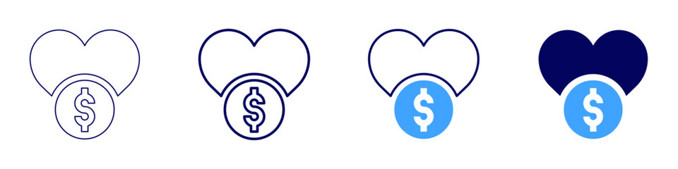 Money ethics icon in 4 different styles. Thin Line, Line, Bold, and Bold Line. Duotone style. Editable stroke