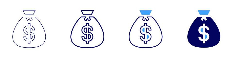 Money examples icon in 4 different styles. Thin Line, Line, Bold, and Bold Line. Duotone style. Editable stroke