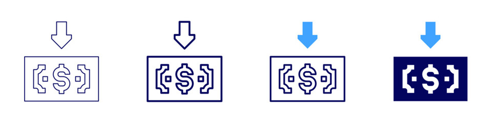 Money freedom icon in 4 different styles. Thin Line, Line, Bold, and Bold Line. Duotone style. Editable stroke