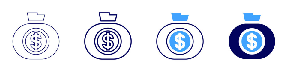 Money hack icon in 4 different styles. Thin Line, Line, Bold, and Bold Line. Duotone style. Editable stroke