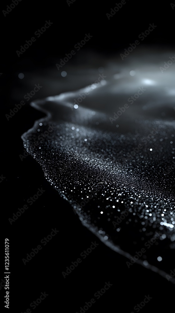 Poster liquid reflections: abstract close-up of a glistening, dark liquid surface with subtle light reflect