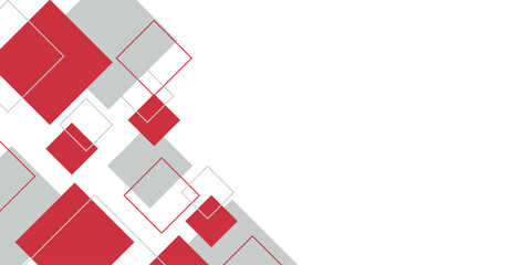 White background with abstract red grey square decoration. Vector illustration for modern presentation background, brochure design, business