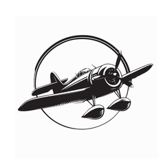 Silhouette Biplane Aircraft vector image isolated on white background