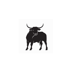 Vector Illustration of a Simple Black and White Bull Logo with Minimalist Design