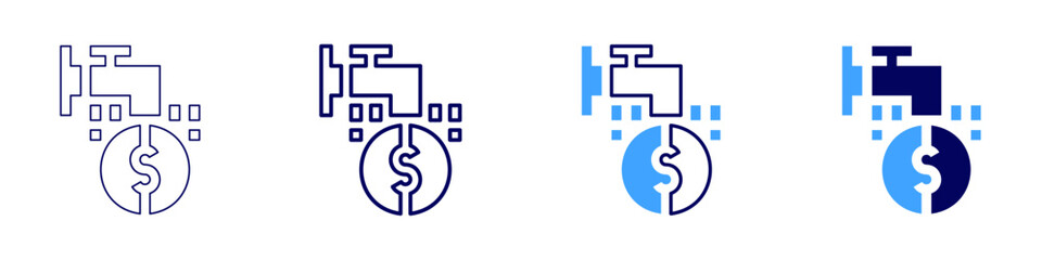 Money impacts icon in 4 different styles. Thin Line, Line, Bold, and Bold Line. Duotone style. Editable stroke