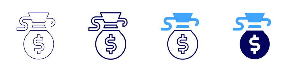 Money jar icon in 4 different styles. Thin Line, Line, Bold, and Bold Line. Duotone style. Editable stroke
