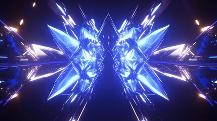 Symmetrical blue crystal light structures.