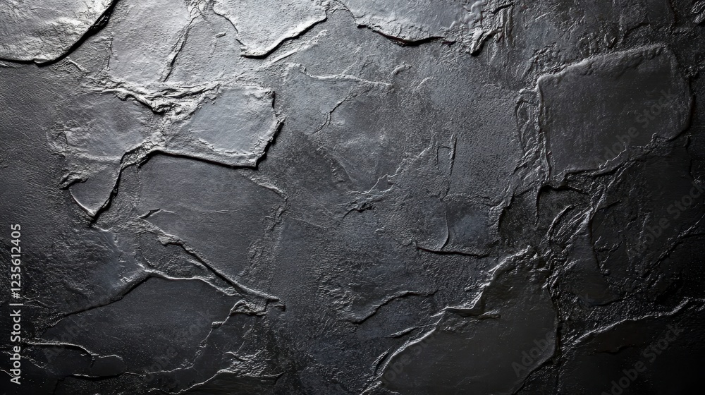 Poster dark gray textured background with deep shadows and subtle highlights, creating a dramatic and moody