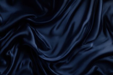 luxurious Navy Blue satin or silk fabric with a smooth,The elegant folds and silky finish create a sense of opulence and sophistication,perfect for fashion or interior design inspirations