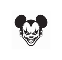 Smiling Clown Hand Drawn Logo Design Stock Vector isolated on white Background.