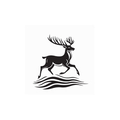 Deer Running Logo Design Vector and Vector Art On white background.