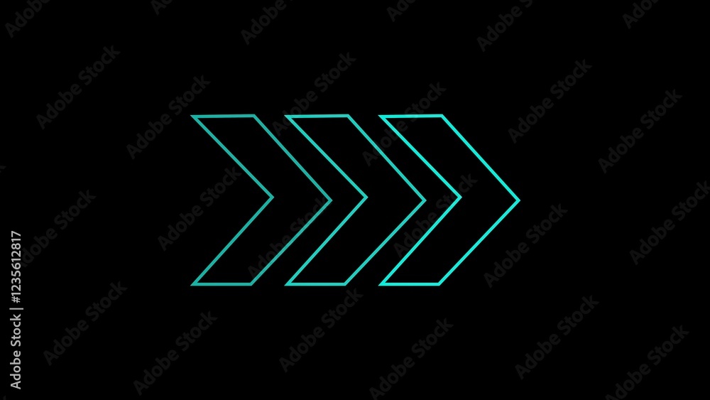 Poster directional arrow loop design for video overlay layer, symbolizing continuous movement and flow.